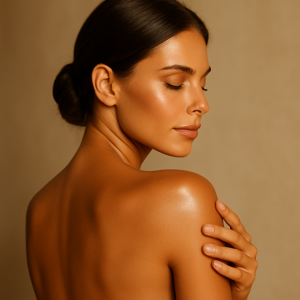 Flawless golden spray tan glow
